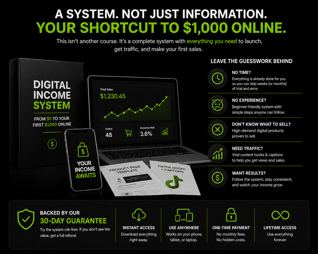 Digital Income System: From $0 to Your First $1,000 Online